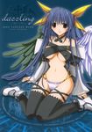  asymmetrical_wings blue_hair bow breasts dizzy guilty_gear hair_bow highres large_breasts panties shinano_yura solo tail thighhighs underboob underwear wings 