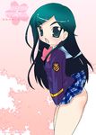  bow etou_mei gakuen_utopia_manabi_straight! mudou_eichi panties pink_bow plaid plaid_skirt school_uniform seiou_gakuen_school_uniform skirt solo underwear 