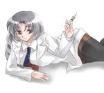  coco_(artist) doctor labcoat lowres pantyhose silver_hair solo syringe touhou yagokoro_eirin 