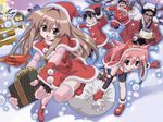  3boys afro character_request christmas edomae_lunar highres masa_(seto_no_hanayome) multiple_boys multiple_girls santa_costume seto_no_hanayome seto_sun snow snowflakes snowing 