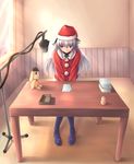  christmas kunkun microphone microphone_stand rozen_maiden santa_costume solo stuffed_animal stuffed_dog stuffed_toy suigintou table yuki_usagi_(mofurafu) 