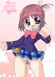  amamiya_manami bow gakuen_utopia_manabi_straight! mudou_eichi pink_bow plaid plaid_skirt seiou_gakuen_school_uniform skirt solo 