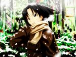  black_eyes black_hair bob_cut cold fukurou jacket kara_no_kyoukai ryougi_shiki scarf short_hair snow snowing solo 