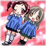  aishiteruze_baby blush holding holding_hands lowres marika_(aishiteruze_baby) multiple_girls oekaki sakashita_yuzuyu school_uniform st_parasu twintails 