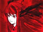  head_wings koakuma long_hair monochrome open_mouth solo tears teeth touhou tsurukame 