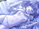  game_cg hitogata_ruin panties shirt_lift sleeping solo underwear watermark yamamoto_kazue 