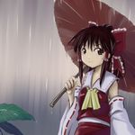  hakurei_reimu kazuhane oriental_umbrella rain solo touhou umbrella 