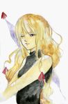  blonde_hair face gap lips long_hair one_eye_closed sketch solo touhou traditional_media tsurukame watercolor_(medium) yakumo_yukari 