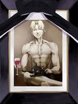  alcohol black_cat blonde_hair cat cupping_glass darker_than_black funeral iei male_focus manly mao_(darker_than_black) muscle november_11 nude photo_(object) solo spoilers u_(the_unko) wine 