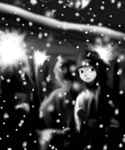  futon_(kitsune_tsuki) greyscale maribel_hearn monochrome multiple_girls snowing touhou usami_renko 