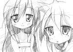  gofu greyscale izumi_kanata izumi_konata lucky_star mole mole_under_eye monochrome multiple_girls sketch traditional_media 