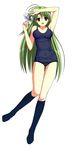  absurdres green_hair highres long_hair one-piece_swimsuit purple_eyes school_swimsuit see-through shigure_asa shuffle! suzuhira_hiro swimsuit 