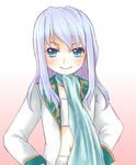  androgynous aqua_scarf blue_eyes mai_hime mashiro_blan_de_windbloom midriff my-hime scarf trap 