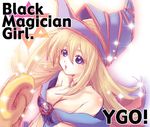  black_magician_girl blonde_hair blue_eyes breasts cleavage dark_magician_girl duel_monster hat sparkle yu-gi-oh! yuu-gi-ou yuu-gi-ou_duel_monsters 