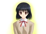  1girl black_hair brown_eyes gradient gradient_background school_rumble school_uniform serafuku solo tsukamoto_yakumo 