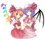  bat_wings crossed_arms flandre_scarlet hat kuroneko_jiji multiple_girls pink_hat remilia_scarlet siblings sisters touhou wings 