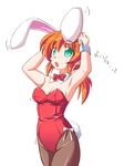  animal_ears bunny_ears bunnysuit copyright_request green_eyes matatabi_(2ccp) pantyhose ponytail red_hair solo 