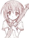  bamboo_blade kawazoe_tamaki kusui_aruta monochrome pink school_uniform shinai solo sword weapon 