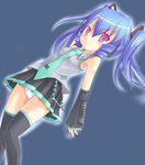  blue_hair cosplay hatsune_miku hatsune_miku_(cosplay) kuro_(be_ok) long_hair necktie original panties pantyshot pink_eyes solo thighhighs underwear vocaloid 