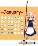  2008 braid calendar_(medium) izayoi_sakuya january short_hair silver_hair solo takishima_asaka touhou twin_braids 