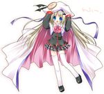  blue_eyes bow buttons cape hat large_buttons little_busters! long_hair noumi_kudryavka paco pink_bow school_uniform silver_hair solo thighhighs 