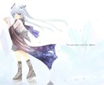  boots english hair_ribbon kasai_souya long_hair original ribbon scarf solo twintails white_eyes white_hair 