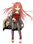  breasts cleavage copyright_request izumi_rei midriff red_hair sketch small_breasts solo 