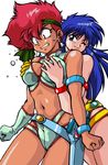  breast_grab breasts dark_skin dirty_pair grabbing kei_(dirty_pair) large_breasts manabe_jouji multiple_girls yuri_(dirty_pair) 