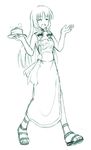  china_dress chinese_clothes dress hirase_yuu hong_meiling monochrome sketch solo touhou 