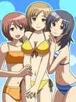  atsuko awa bikini girl_sandwich lowres maki_(minami-ke) minami-ke minami_haruka multiple_girls oekaki sandwiched side-tie_bikini striped striped_bikini swimsuit 