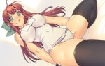  :o blush bow breasts green_eyes hair_bow impossible_clothes impossible_swimsuit large_breasts long_hair one-piece_swimsuit ootomo_takuji original red_hair school_swimsuit solo sweatdrop swimsuit thighhighs white_school_swimsuit white_swimsuit 