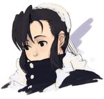  apron bangs black_eyes black_hair black_lagoon buttons closed_mouth fabiola_iglesias frills frown headdress looking_away lowres maid maid_apron portrait sidelocks simple_background solo tamaru_tokihiko turtleneck white_background 