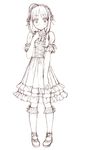  artoria_pendragon_(all) blush dress fate/stay_night fate_(series) frills lolita_fashion monochrome saber sin-go socks solo sweet_lolita 