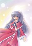  arms_at_sides artist_request capelet cowboy_shot dress frills fur_trim grey_eyes grey_hair long_sleeves looking_at_viewer red_capelet red_dress shinki simple_background solo touhou white_background wide_sleeves 