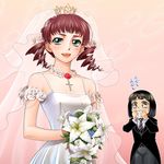  bride dress drill_hair flower lily_(flower) mami_akira maria-sama_ga_miteru matsudaira_touko multiple_girls nijou_noriko wedding wedding_dress 