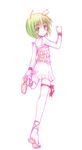  alternate_costume ankle_lace-up antennae camisole casual contemporary cross-laced_footwear from_behind green_hair hirase_yuu looking_back princess_wriggle sandals short_hair sketch skirt solo touhou wriggle_nightbug wristband 