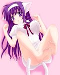  animal_ears barefoot cat_ears feet lyrical_nanoha mahou_shoujo_lyrical_nanoha no_panties saki_chisuzu solo tsukimura_suzuka 