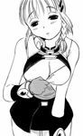  areola_slip areolae breasts greyscale hoshikuzu_junction large_breasts miniskirt monochrome pulled_by_self seolla_schweizer shirt_pull skirt solo super_robot_wars 