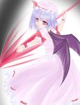  amicis bat_wings blue_hair dress hat highres red_eyes remilia_scarlet solo touhou wings 