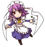  chibi hida_naria maid purple_hair red_eyes shakugan_no_shana shopping short_hair solo spring_onion wilhelmina_carmel 