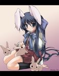  animal_ears bunny bunny_ears highres kanon kawasumi_mai long_hair ribbon school_uniform shin'ya_natsuki solo very_long_hair 