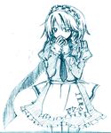  aqua izayoi_sakuya monochrome sakusakumonoka sketch solo touhou 