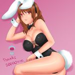  animal_ears breasts brown_hair bunny_ears bunnysuit cissnei cleavage crisis_core_final_fantasy_vii final_fantasy final_fantasy_vii hits large_breasts pantyhose red_eyes rokuichi solo 