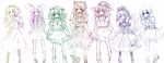  alice_margatroid animal_ears bunny_ears front_ponytail hakurei_reimu hat kagiyama_hina kawashiro_nitori kirisame_marisa konpaku_youmu multiple_girls reisen_udongein_inaba sakusakumonoka sketch touhou two_side_up witch_hat 