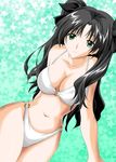  bikini breasts cleavage fate/stay_night fate_(series) fujishiro_seiki green_eyes large_breasts long_hair solo swimsuit toosaka_rin two_side_up wide_hips 