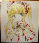  blonde_hair graphite_(medium) long_hair marker_(medium) rozen_maiden ruku_(alicecreation) shikishi shinku solo traditional_media 