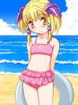  bikini blonde_hair day hoshikuzu_junction innertube irui_guneden solo super_robot_wars swimsuit yellow_eyes 