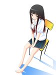  barefoot chair full_body futami_eriko kimi_kiss long_hair shima-shuu sitting solo 