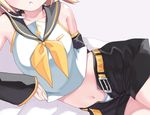  :o armlet belly belt blonde_hair blush buckle collarbone head_out_of_frame kagamine_rin kiira lowres lying midriff navel on_side open_fly panties parted_lips sailor_collar school_uniform serafuku short_hair simple_background solo spread_legs stomach unbuckled_belt underwear vocaloid white_background white_panties 