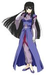  arm_at_side arm_up black_hair gundam gundam_00 hand_in_hair kirisato_itsuki legs_together long_hair long_sleeves looking_at_viewer marina_ismail pants robe simple_background solo standing very_long_hair white_background 